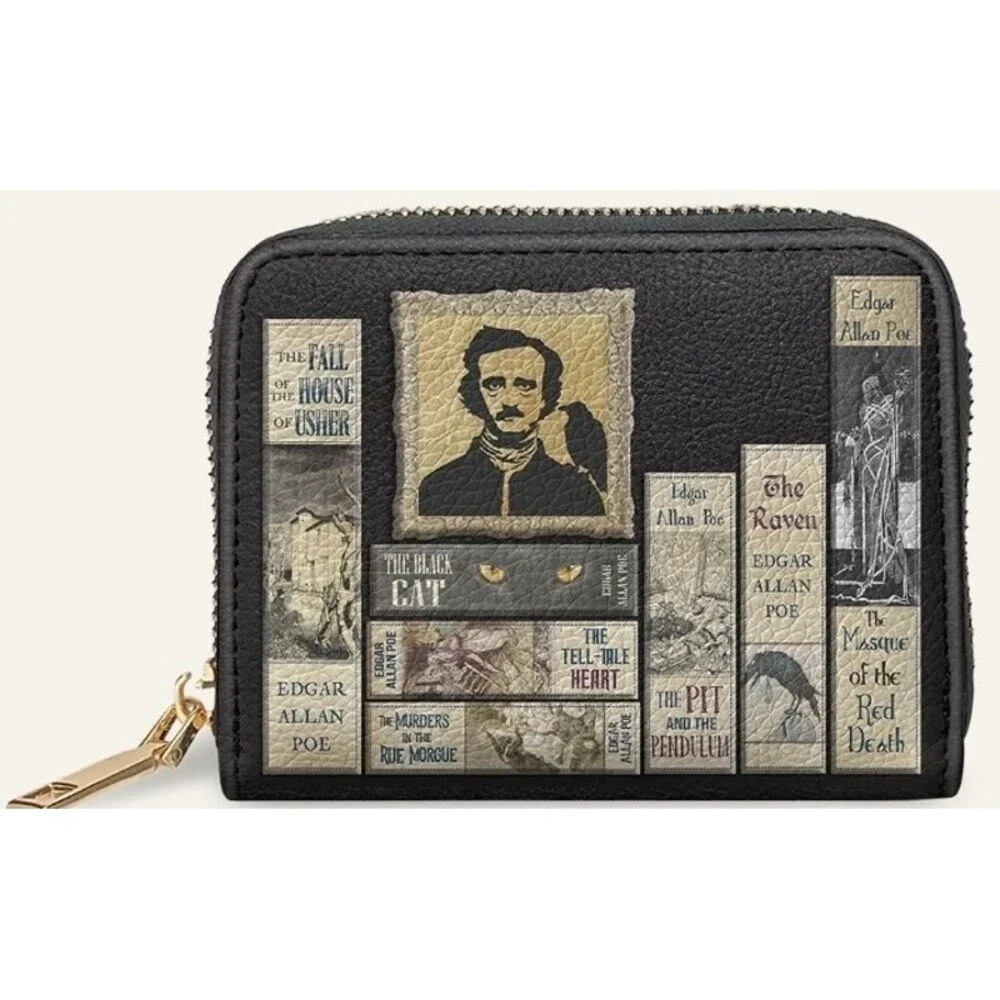 Edgar Allan Poe's Library Mini Wallet Horror Goth Halloween New NWT